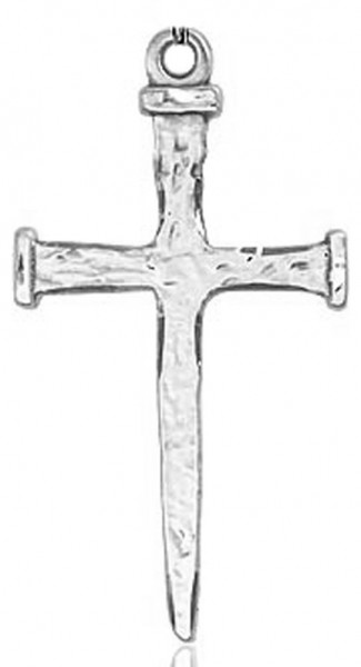 Large Nail Cross Pendant, Sterling Silver - No Chain