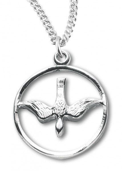 Women's Sterling Silver Open Circle Descending Dove Necklace with Chain Options - 20&quot; 1.8mm Sterling Silver Chain + Clasp