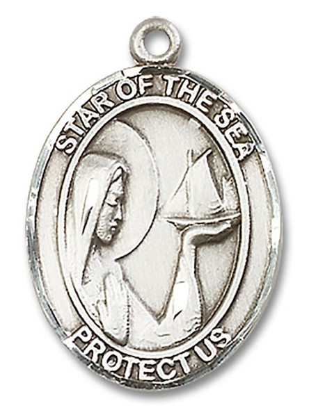 Our Lady Star of the Sea Medal, Sterling Silver, Large - No Chain