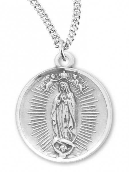 Women's Our Lady of Guadalupe Necklace, Sterling Silver with Chain Options - 18&quot; 1.8mm Sterling Silver Chain + Clasp