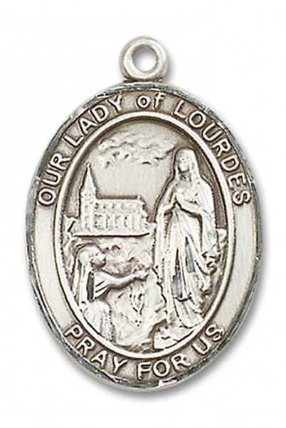 Our Lady of Lourdes Medal, Sterling Silver, Large - No Chain