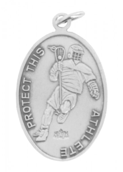 Oval Men's Saint Christopher Lacrosse Necklace - No Chain