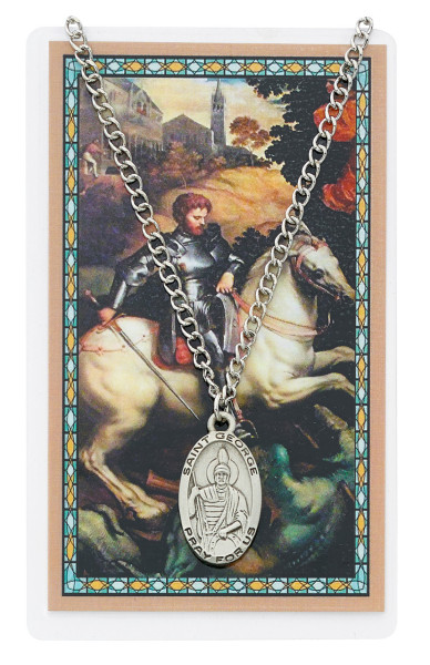 Oval St. George Medal  and Prayer Card Set - Pack of 5