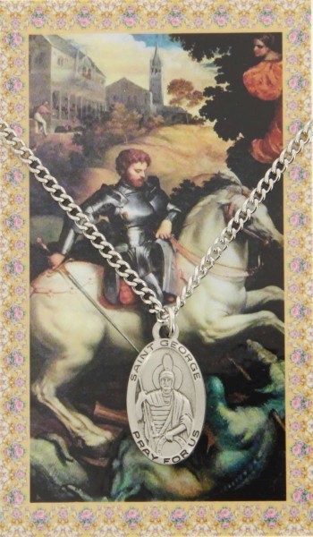 Oval St. George Medal  and Prayer Card Set - Pack of 10
