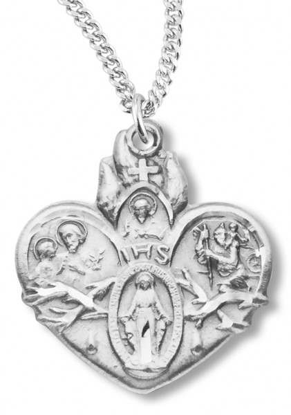 Women's Pentecost Sterling Silver 4 Way Necklace with Chain Options - 18&quot; 1.8mm Sterling Silver Chain + Clasp