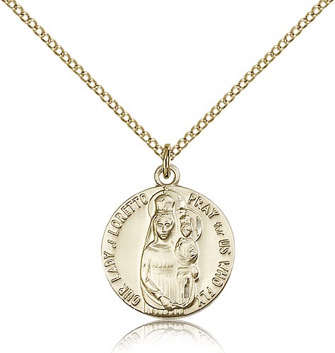 Our Lady of Loretto Medal, Gold Filled - Gold-tone