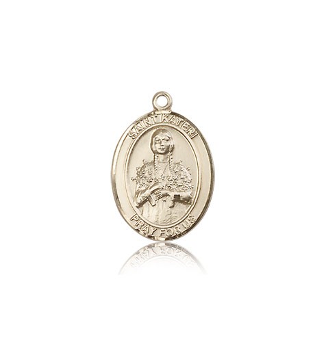 St. Kateri Medal, 14 Karat Gold, Medium - 14 KT Yellow Gold