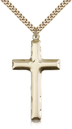 Cross Pendant, Gold Filled - 24&quot; 2.4mm Gold Plated Endless Chain