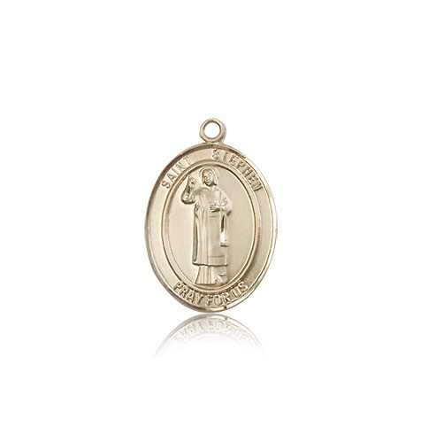 St. Stephen the Martyr Medal, 14 Karat Gold, Medium - 14 KT Yellow Gold