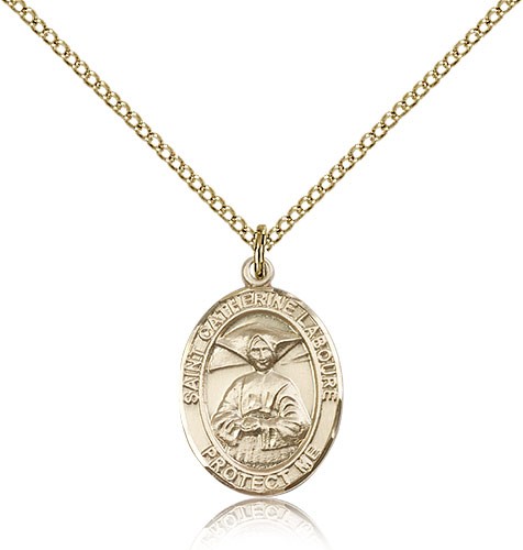 St. Catherine Laboure Medal, Gold Filled, Medium - Gold-tone