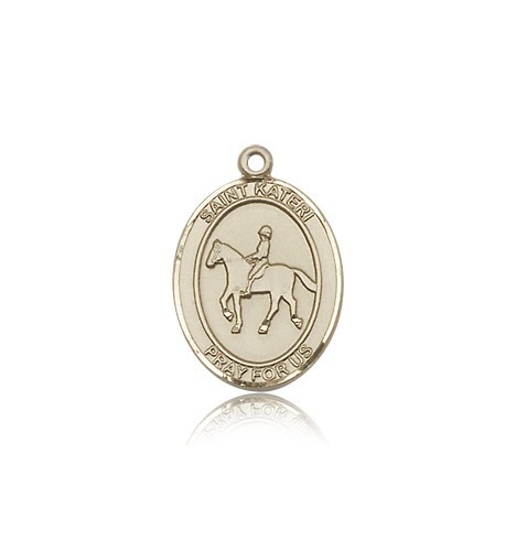 St. Kateri Equestrian Medal, 14 Karat Gold, Medium - 14 KT Yellow Gold