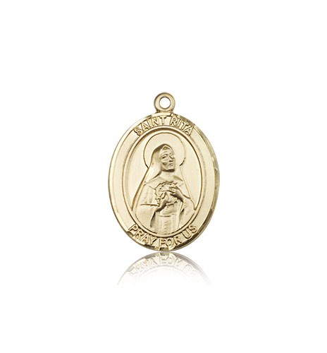 St. Rita of Cascia Medal, 14 Karat Gold, Medium - 14 KT Yellow Gold