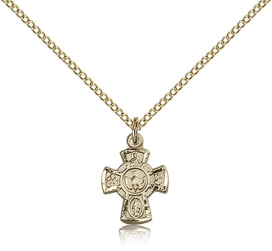 5 Way Cross Pendant, Gold Filled - Gold-tone