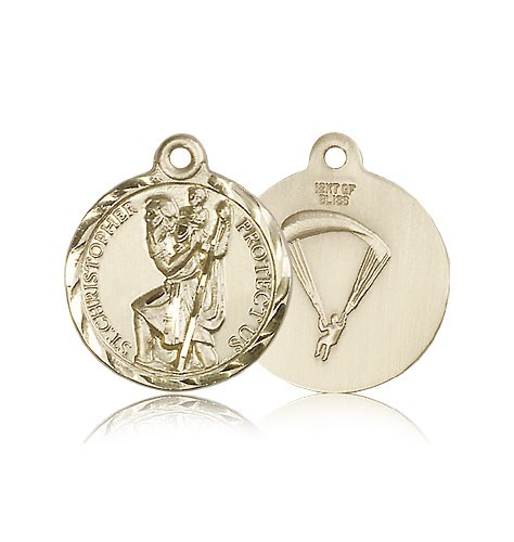 St. Christopher Paratrooper Medal, 14 Karat Gold - 14 KT Yellow Gold