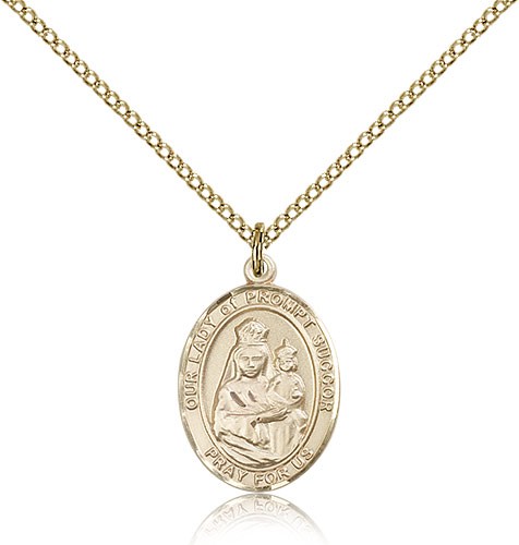 Our Lady of Prompt Succor Medal, Gold Filled, Medium - Gold-tone