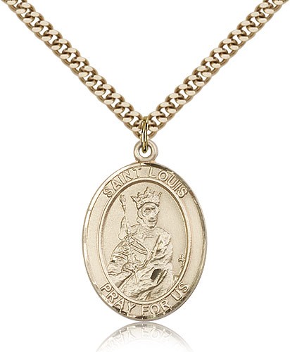 St. Louis Medal, Gold Filled, Large - 24&quot; 2.4mm Gold Plated Chain + Clasp