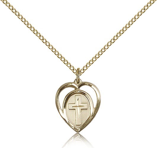 Heart Cross Pendant, Gold Filled - Gold-tone