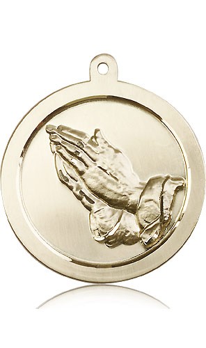 Praying Hand Medal, 14 Karat Gold - 14 KT Yellow Gold
