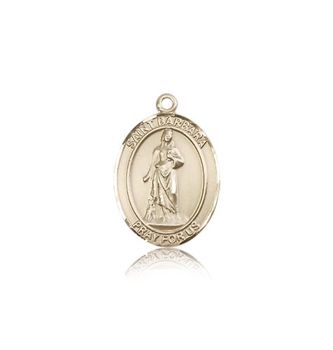 St. Barbara Medal, 14 Karat Gold, Medium - 14 KT Yellow Gold