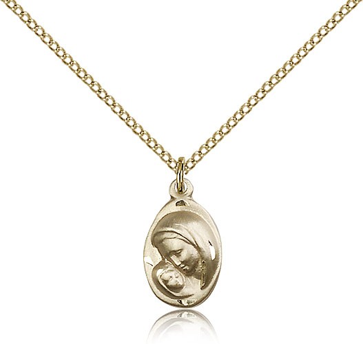 Madonna and Child Medal, Gold Filled - Gold-tone