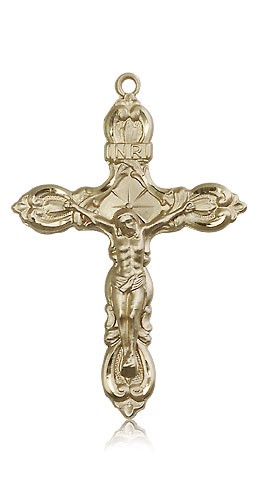 Crucifix Pendant, 14 Karat Gold - 14 KT Yellow Gold