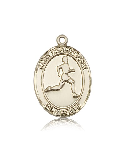 St. Christopher Track and Field Medal, 14 Karat Gold, Large - 14 KT Yellow Gold