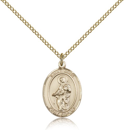 St. Jane of Valois Medal, Gold Filled, Medium - Gold-tone