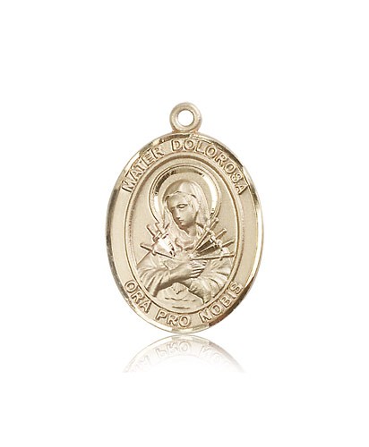 Mater Dolorosa Medal, 14 Karat Gold, Large - 14 KT Yellow Gold