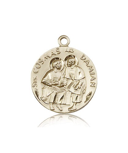 Sts. Cosmos and Damian Medal, 14 Karat Gold - 14 KT Yellow Gold