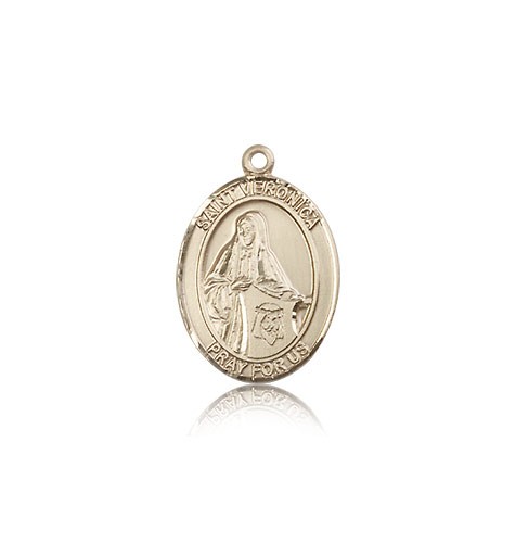 St. Veronica Medal, 14 Karat Gold, Medium - 14 KT Yellow Gold