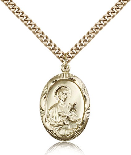 St. Gerard Medal, Gold Filled - 24&quot; 2.4mm Gold Plated Endless Chain