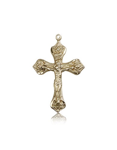 Crucifix Pendant, 14 Karat Gold - 14 KT Yellow Gold