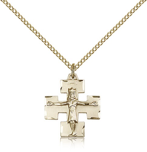 Modern Crucifix Pendant, Gold Filled - Gold-tone