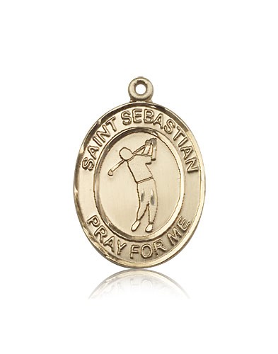 St. Sebastian Golf Medal, 14 Karat Gold, Large - 14 KT Yellow Gold