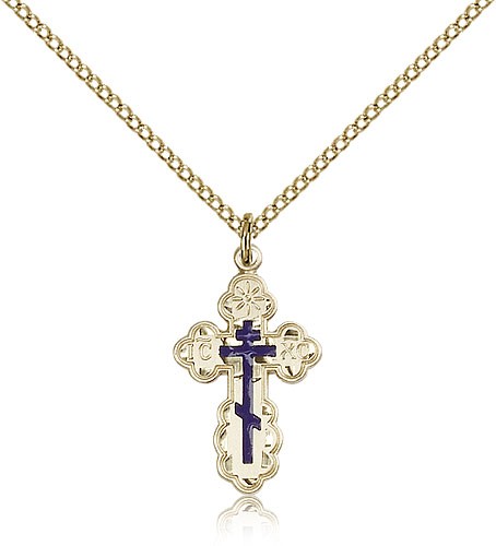 St. Olga Cross Pendant, Gold Filled - Gold-tone