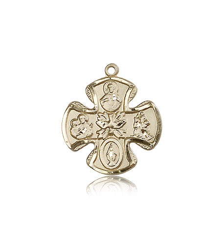 5 Way Cross Pendant, 14 Karat Gold - 14 KT Yellow Gold