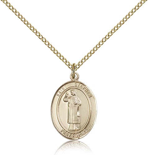 St. Stephen the Martyr Medal, Gold Filled, Medium - Gold-tone