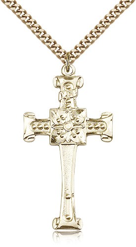 Cross Pendant, Gold Filled - 24&quot; 2.4mm Gold Plated Endless Chain