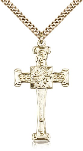 Cross Pendant, Gold Filled - 24&quot; 2.4mm Gold Plated Endless Chain