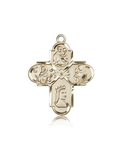 Franciscan 4 Way Cross Pendant, 14 Karat Gold - 14 KT Yellow Gold