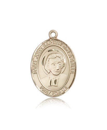 St. John Baptist De La Salle Medal, 14 Karat Gold, Large - 14 KT Yellow Gold