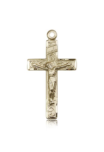 Crucifix Pendant, 14 Karat Gold - 14 KT Yellow Gold