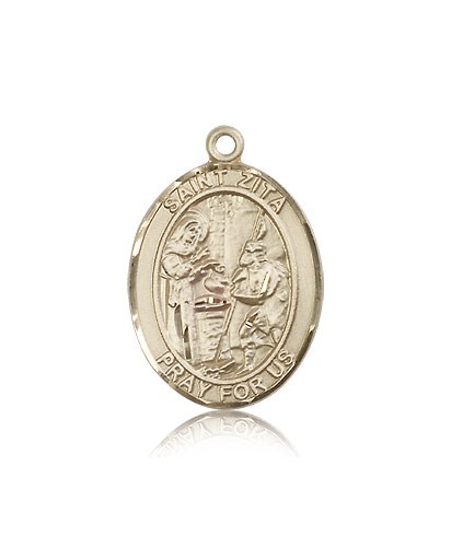 St. Zita Medal, 14 Karat Gold, Large - 14 KT Yellow Gold