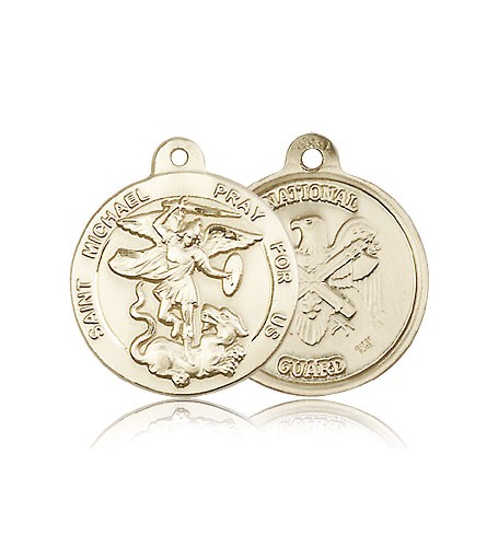 St. Michael National Guard Medal, 14 Karat Gold - 14 KT Yellow Gold