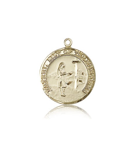 St. Kateri Medal, 14 Karat Gold - 14 KT Yellow Gold