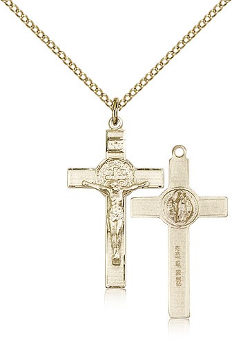 Women's 14 Karat Gold Filled St. Benedict Crucifix Pendant - Gold-tone