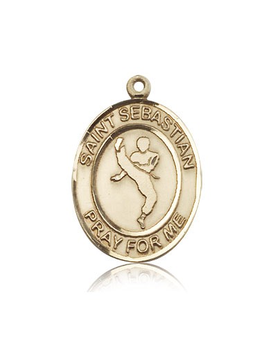 St. Sebastian Martial Arts Medal, 14 Karat Gold, Large - 14 KT Yellow Gold