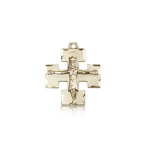 Modern Crucifix Pendant, 14 Karat Gold - 14 KT Yellow Gold