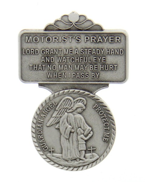 Guardian Angel Motorist's Prayer Visor Clip - Silver-tone