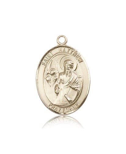 St. Matthew the Apostle Medal, 14 Karat Gold, Large - 14 KT Yellow Gold